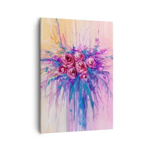Bild auf Leinwand - Leinwandbild - Ein Strauß Rosen in Pastellfarben - 50x70cm - Rosenbrunnen - Moderne Wanddekoration für Wohnzimmer und Schlafzimmer ARTTOR
