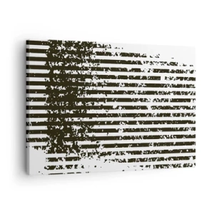 Bild auf Leinwand - Leinwandbild - Abstrakte Linien mit Distressed-Effekt in Schwarz und Weiß - 70x50cm - Rhythmus und Rauschen - Moderne Wanddekoration für Wohnzimmer und Schlafzimmer ARTTOR