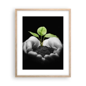 Poster in einem Rahmen aus heller Eiche - Ich liebe die Natur, ich beschütze sie - 40x50 cm