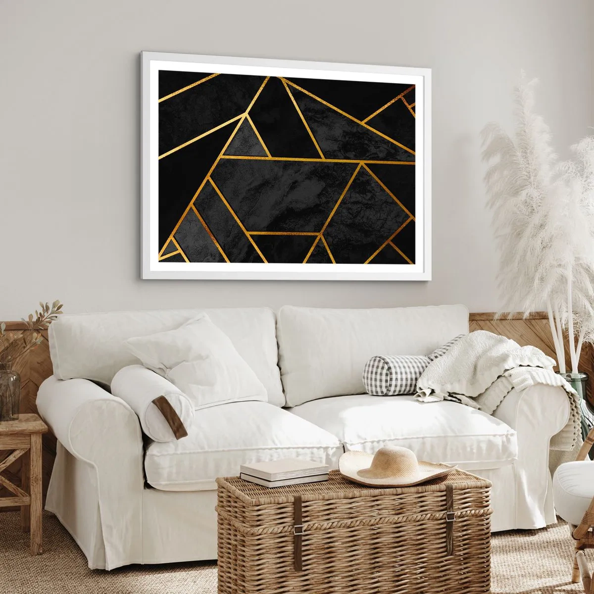 Poster in einem weißen Rahmen - Dunkelheit und Glanz - 70x50 cm