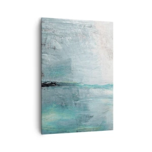 Bild auf Leinwand - Leinwandbild - Abstraktion in Türkis- und Grautönen - 70x100cm - Horizontal in Blau - Moderne Wanddekoration für Wohnzimmer und Schlafzimmer ARTTOR