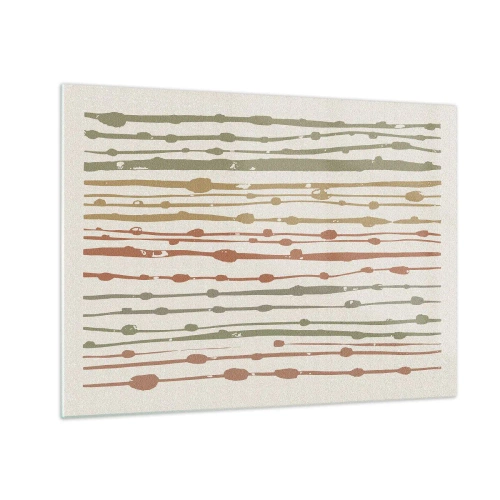 Glasbild - Bild auf glas - Bunte Linien und Punkte bilden eine rhythmische Komposition - 70x50cm - Musikalische Notation von Farben - Moderne Wanddekoration für Wohnzimmer und Schlafzimmer ARTTOR