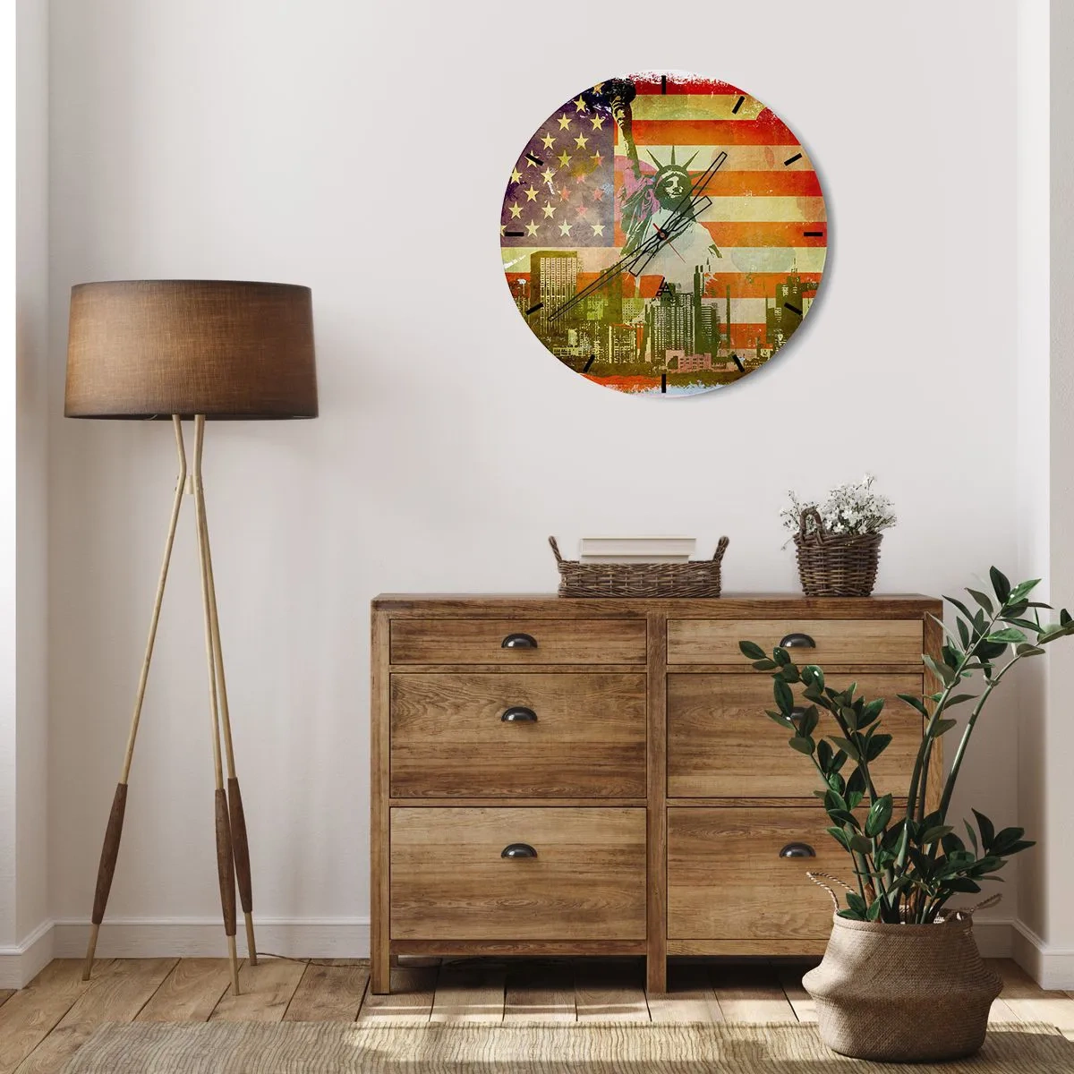 Wanduhr - Glasuhr - Viva Amerika! - 40x40 cm