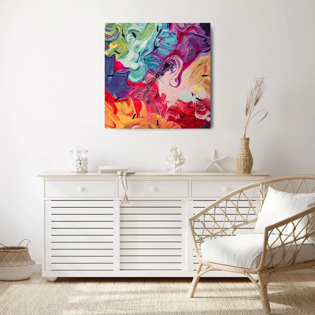 Wanduhr - Glasuhr - Die Geburt der Farben - 30x30 cm