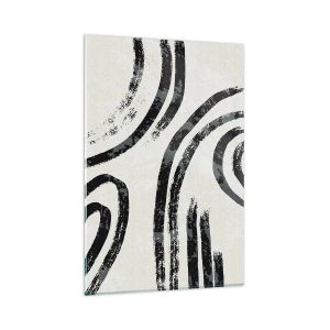 Glasbild - Bild auf glas - Schwarz-weiße abstrakte Linien auf hellem Hintergrund - 80x120cm - Bei Hälfte angehalten - Moderne Wanddekoration für Wohnzimmer und Schlafzimmer ARTTOR