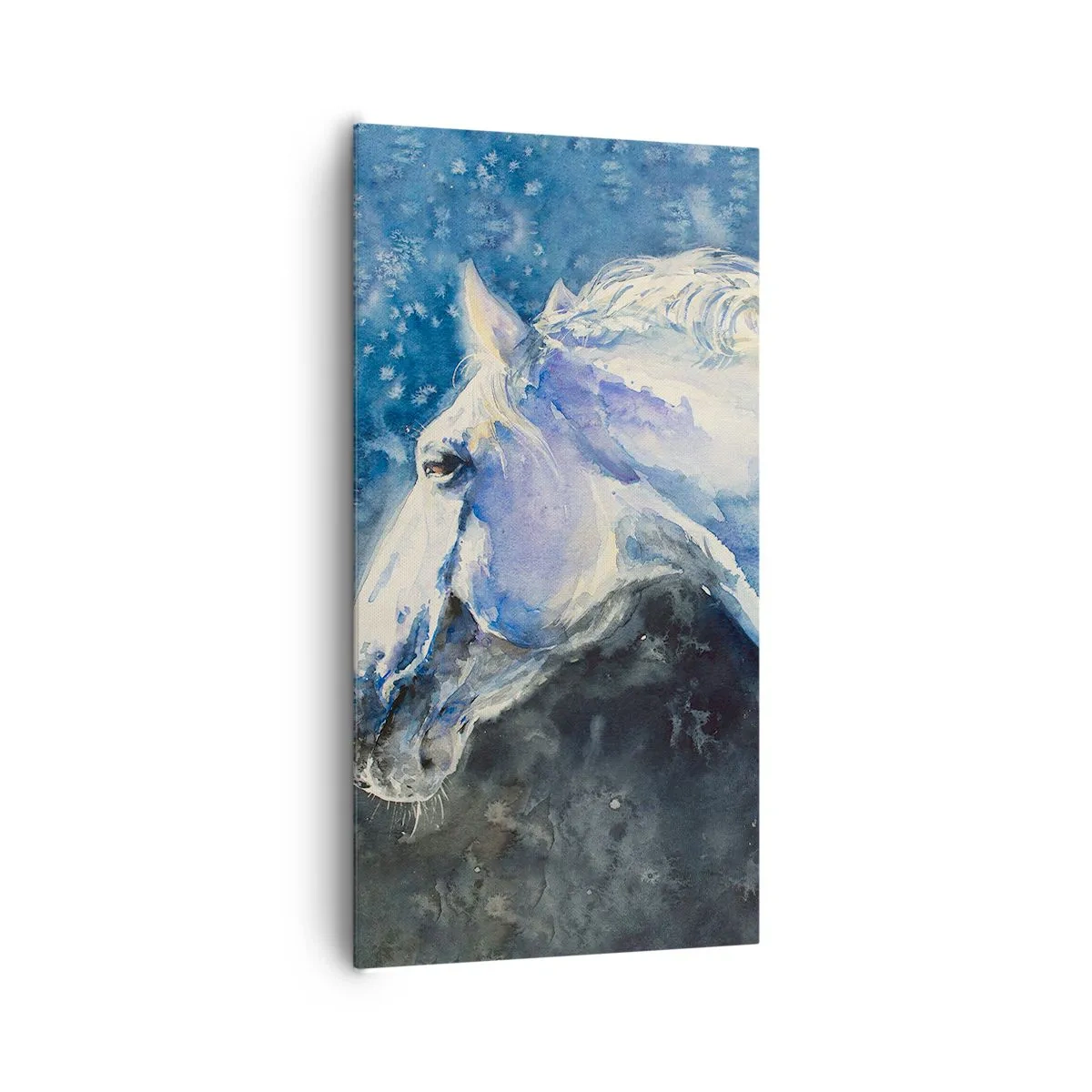 Bild auf Leinwand - Leinwandbild - Porträt in blauem Glanz - 65x120 cm