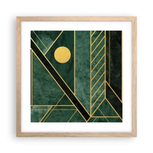 Poster in einem Rahmen aus heller Eiche - Dynamik von Gold und Azurblau - 40x40 cm