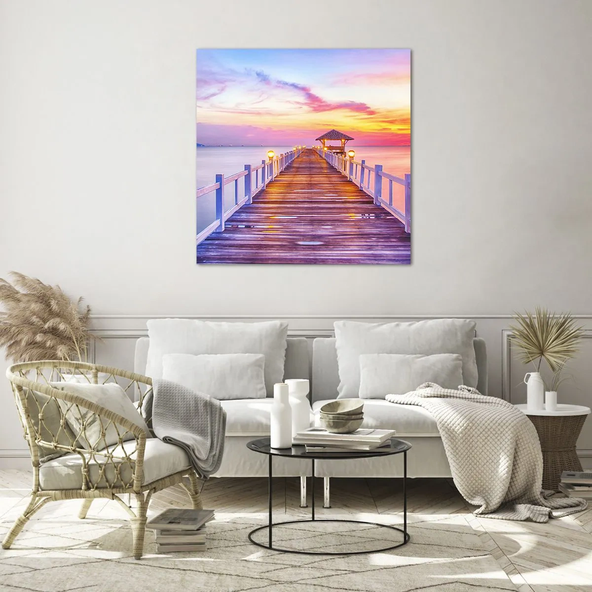 Glasbild - Bild auf glas - Die lila-goldene Stille des Abends - 70x70 cm