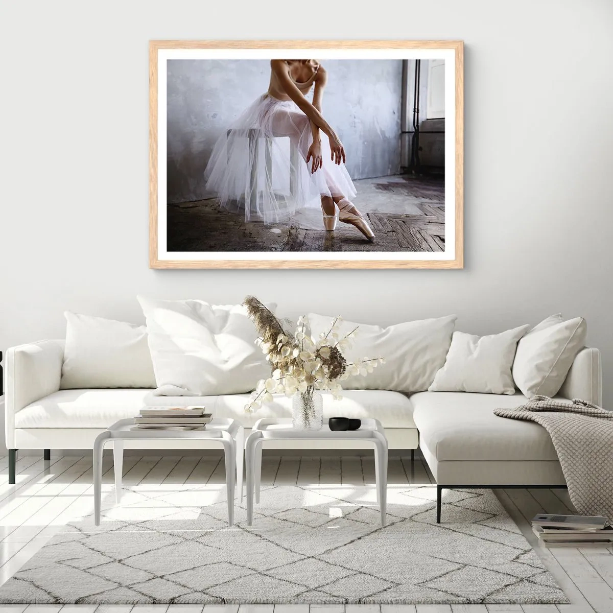 Poster in einem Rahmen aus heller Eiche - Bevor die Rampe leuchtet - 50x40 cm