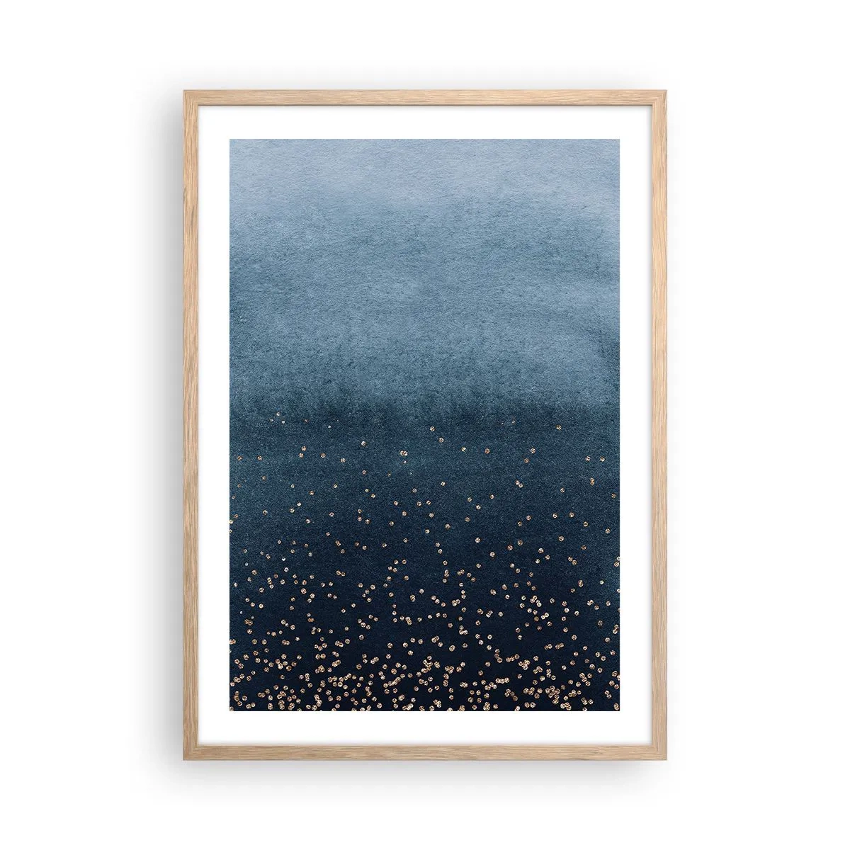Poster in einem Rahmen aus heller Eiche - Komposition - blaue Phasen - 50x70 cm