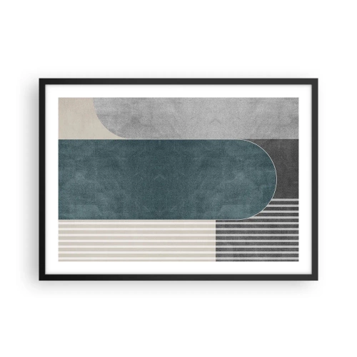 Poster in einem schwarzem Rahmen - Geometrische Abstraktion in Grau- und Grüntönen - 70x50cm - Komposition auf der Ebene - Moderne Wanddekoration für Wohnzimmer und Schlafzimmer ARTTOR