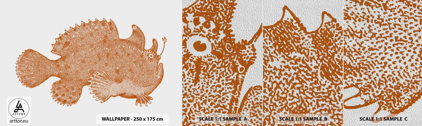 Fototapeten Muster Premium Sand - Es ist also doch ein Fisch - Meeresfisch, Ozean, Strand - 100x30 cm