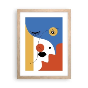 Poster in einem Rahmen aus heller Eiche - Dekonstruiertes Porträt - 30x40 cm