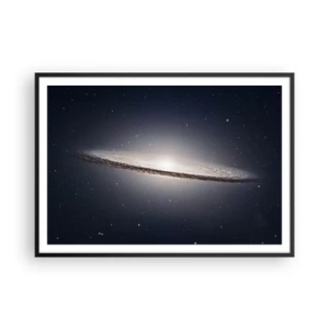 Poster in einem schwarzem Rahmen - Eine Spiralgalaxie vor dem Hintergrund des Sternenraums - 100x70cm - Vor langer Zeit in einer weit entfernten Galaxie ... - Moderne Wanddekoration für Wohnzimmer und Schlafzimmer ARTTOR