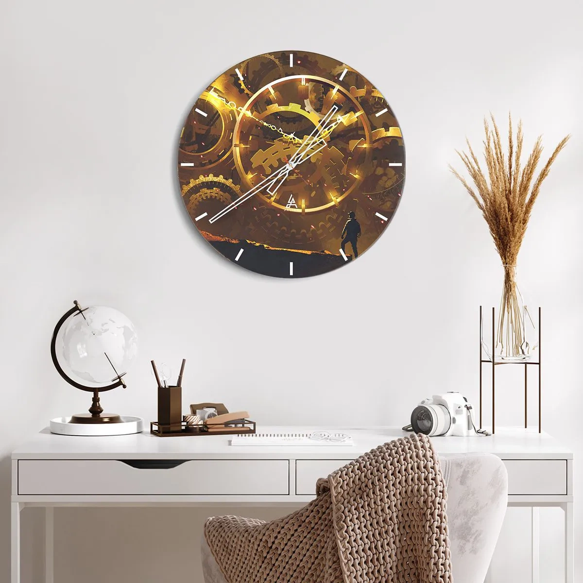Wanduhr - Glasuhr - An der Quelle der Zeit - 40x40 cm