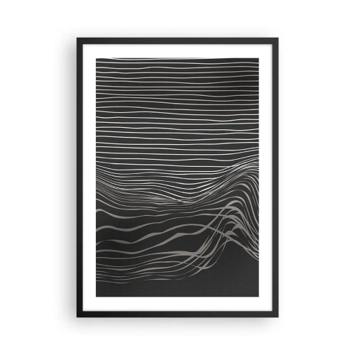 Poster in einem schwarzem Rahmen - Abstrakte Komposition mit Linien auf schwarzem Hintergrund - 50x70cm - Rhythmus und Akzent - Moderne Wanddekoration für Wohnzimmer und Schlafzimmer ARTTOR