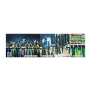Fototapeten Muster Premium Canvas - Kaskade von Lichtern - Stadt, Die Architektur, Fluss - 100x30 cm