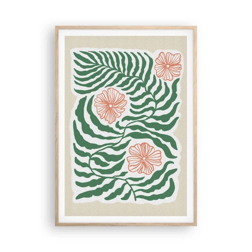 Poster in einem Rahmen aus heller Eiche - Aufgeblüht in Grün - 70x100 cm