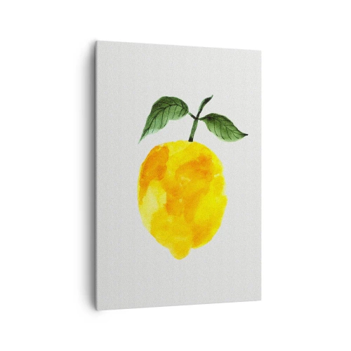 Bild auf Leinwand - Leinwandbild - Aquarell Zitrone mit grünen Blättern auf hellem Hintergrund - 70x100cm - So schmeckt man die Sonne - Moderne Wanddekoration für Wohnzimmer und Schlafzimmer ARTTOR