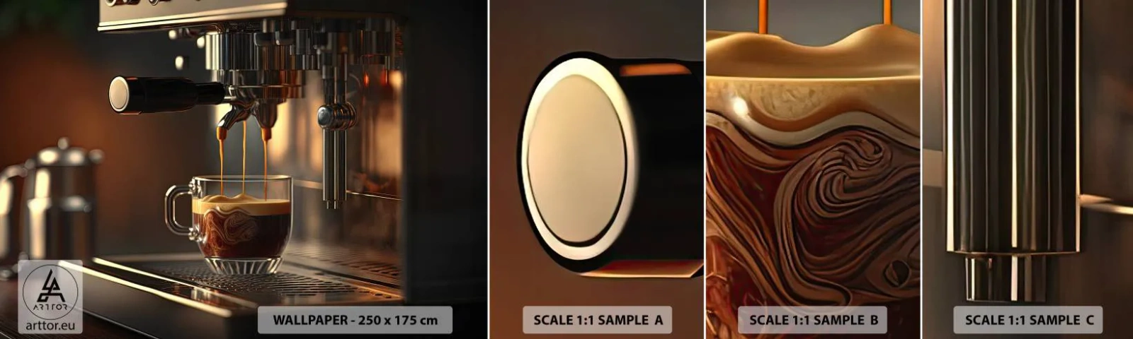 Fototapeten Muster Selbstklebend Deluxe Sticker - Sinnliche Mischung - Kaffee, Kaffeemaschine, Gastronomie - 100x30 cm