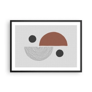Poster in einem schwarzem Rahmen - Geometrische Formen in Braun- und Schwarztönen - 70x50cm - Perfektion des Rades - Moderne Wanddekoration für Wohnzimmer und Schlafzimmer ARTTOR