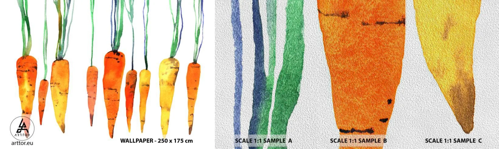 Fototapeten Muster Premium Sand - Die Schönheit des Gewöhnlichen - Gastronomie, Karotte, Grafik - 100x30 cm
