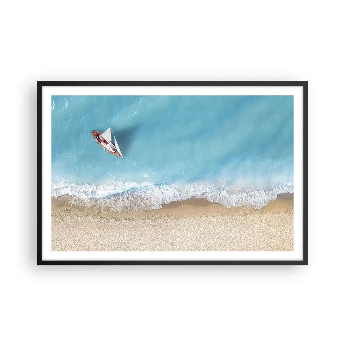 Poster in einem schwarzem Rahmen - An der Grenze von Blau und Gold - 91x61 cm