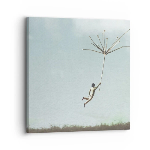 Bild auf Leinwand - Leinwandbild - Drachen, Löwenzahn, Wind - 30x30 cm