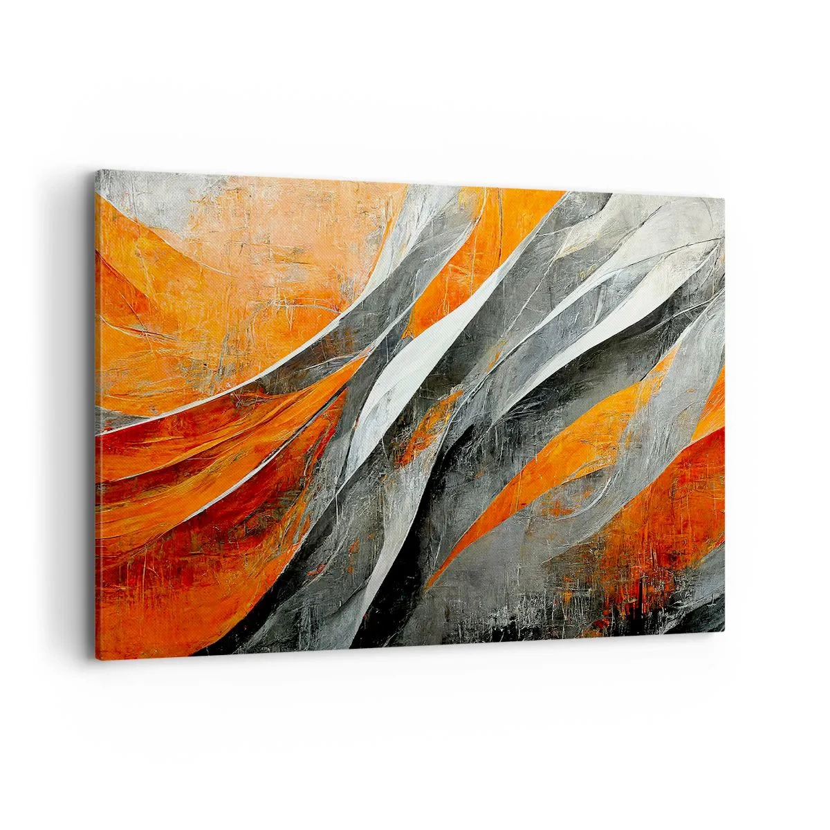 Bild auf Leinwand - Leinwandbild - Abstrakte Linien in Orange- und Grautönen - 120x80cm - Hitze und Kälte - Moderne Wanddekoration für Wohnzimmer und Schlafzimmer ARTTOR