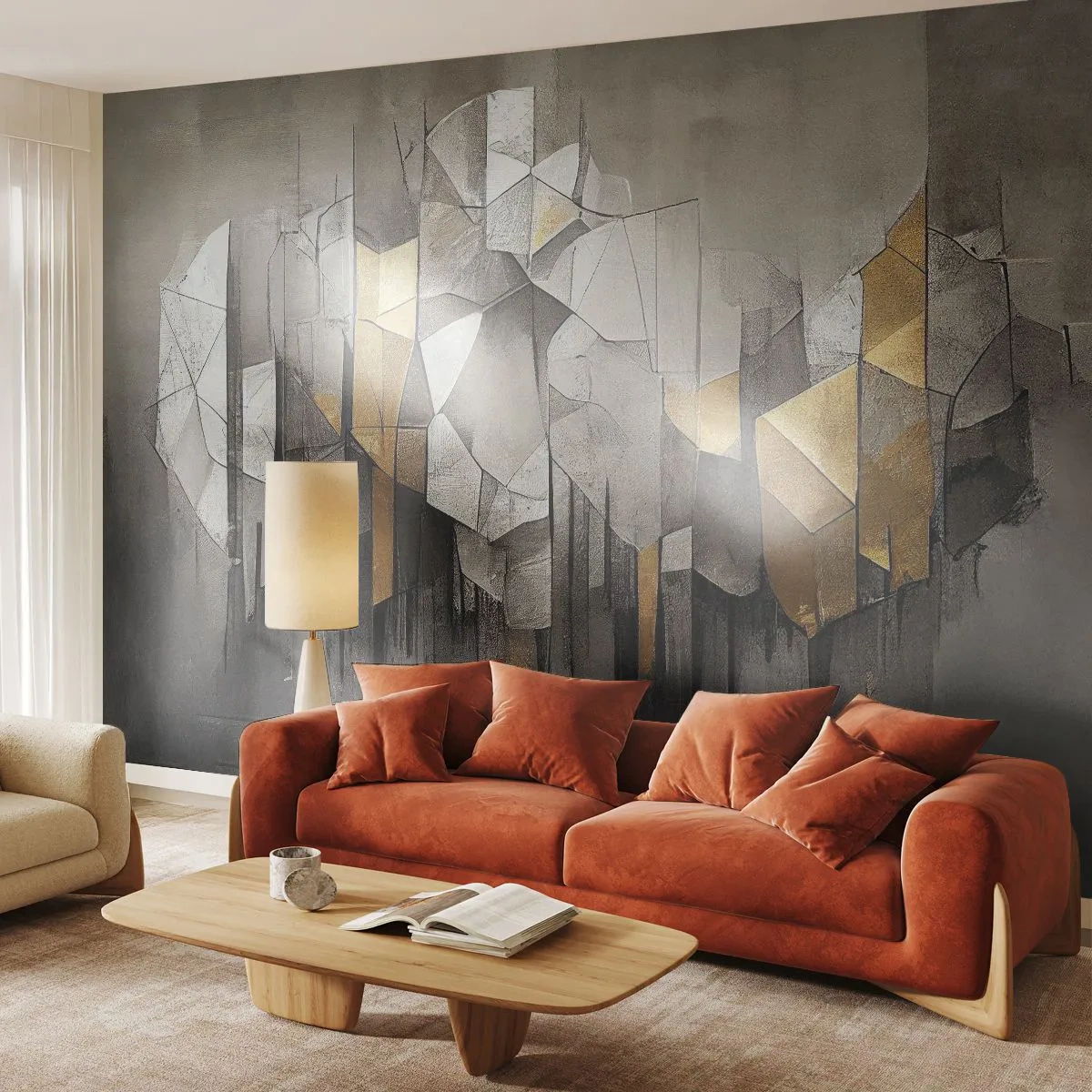 Fototapete Premium Sand - Komposition aus Eis und Licht - Abstraktion, Stück, Art Deco - 100x70 cm