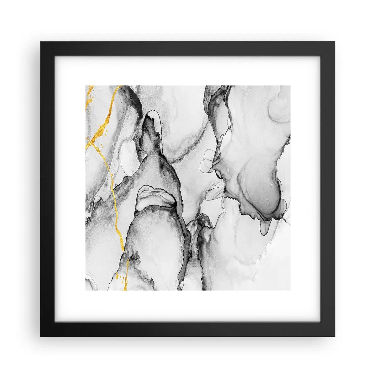 Poster in einem schwarzem Rahmen - Komposition mit Goldmotiv - 30x30 cm