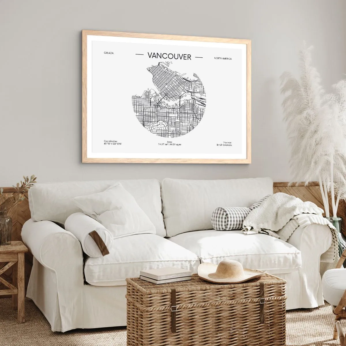 Poster in einem Rahmen aus heller Eiche - Anatomie von Vacouver - 91x61 cm