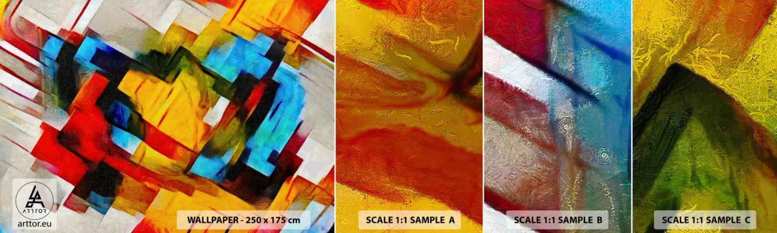 Fototapeten Muster Selbstklebend Deluxe Sticker - Ein bunter Interleaver - Abstraktion, Kubismus, Stück - 100x30 cm