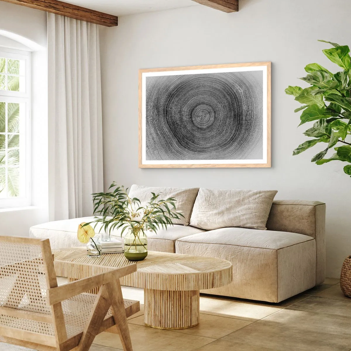 Poster in einem Rahmen aus heller Eiche - Zeichen der Zeit - 70x50 cm