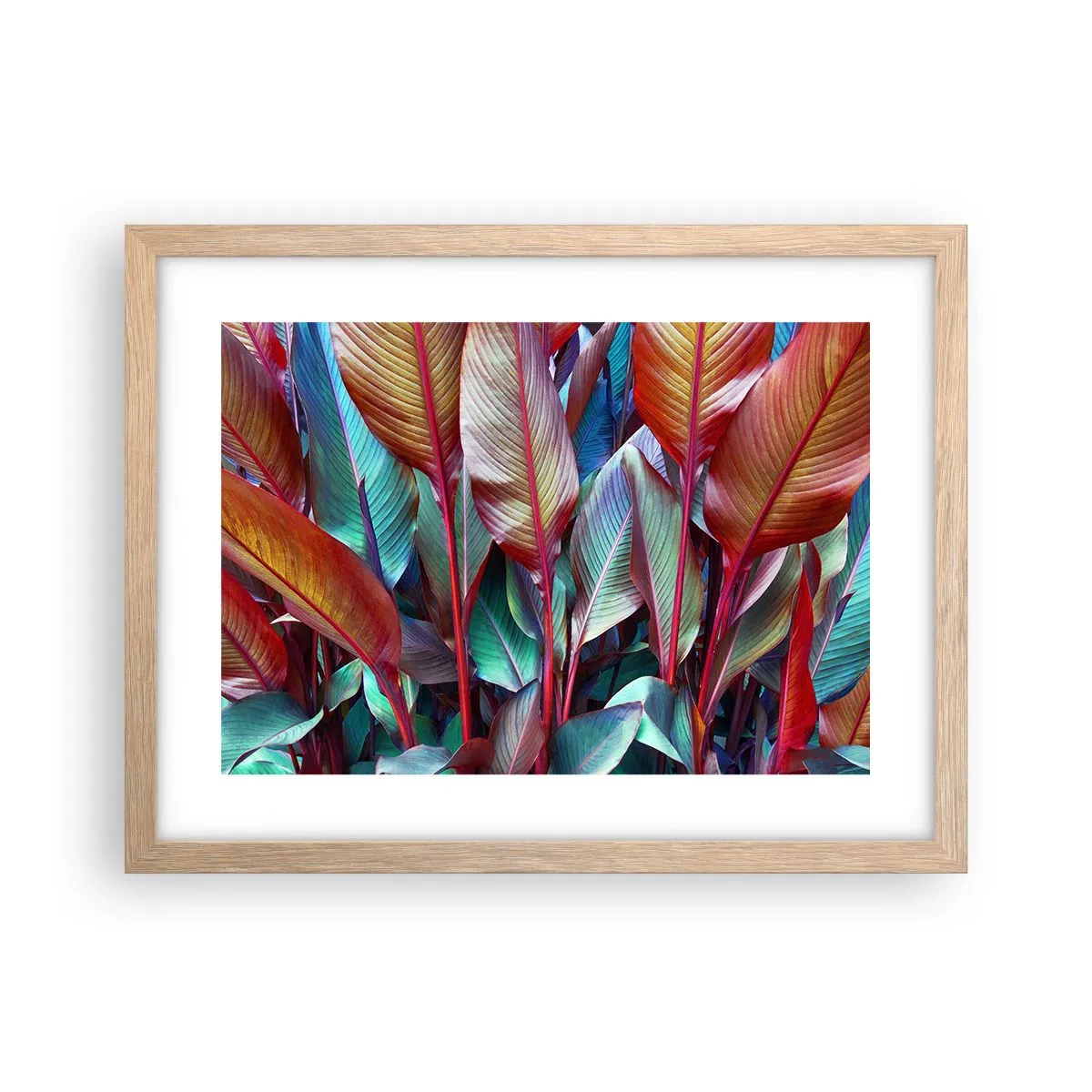 Poster in einem Rahmen aus heller Eiche - Buntes Dickicht - 40x30 cm
