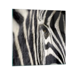 Glasbild - Bild auf glas - Gestreiftes Porträt - 70x70 cm