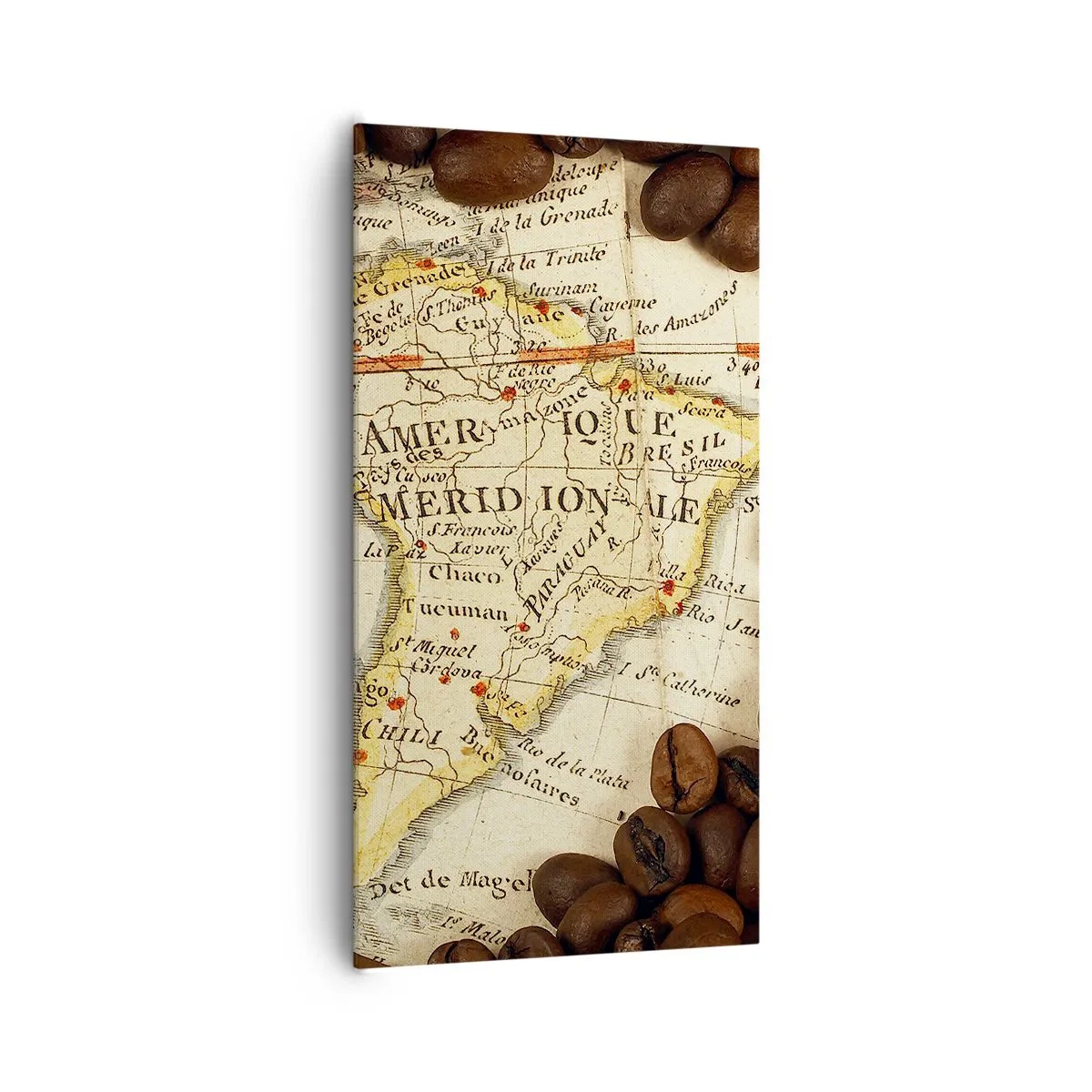 Bild auf Leinwand - Leinwandbild - Woher kommt der beste Kaffee? - 65x120 cm