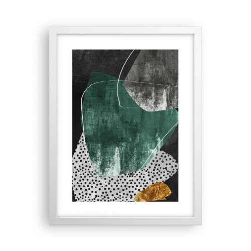 Poster in einem weißen Rahmen - Bunte Abstraktion mit Blattgold - 30x40 cm