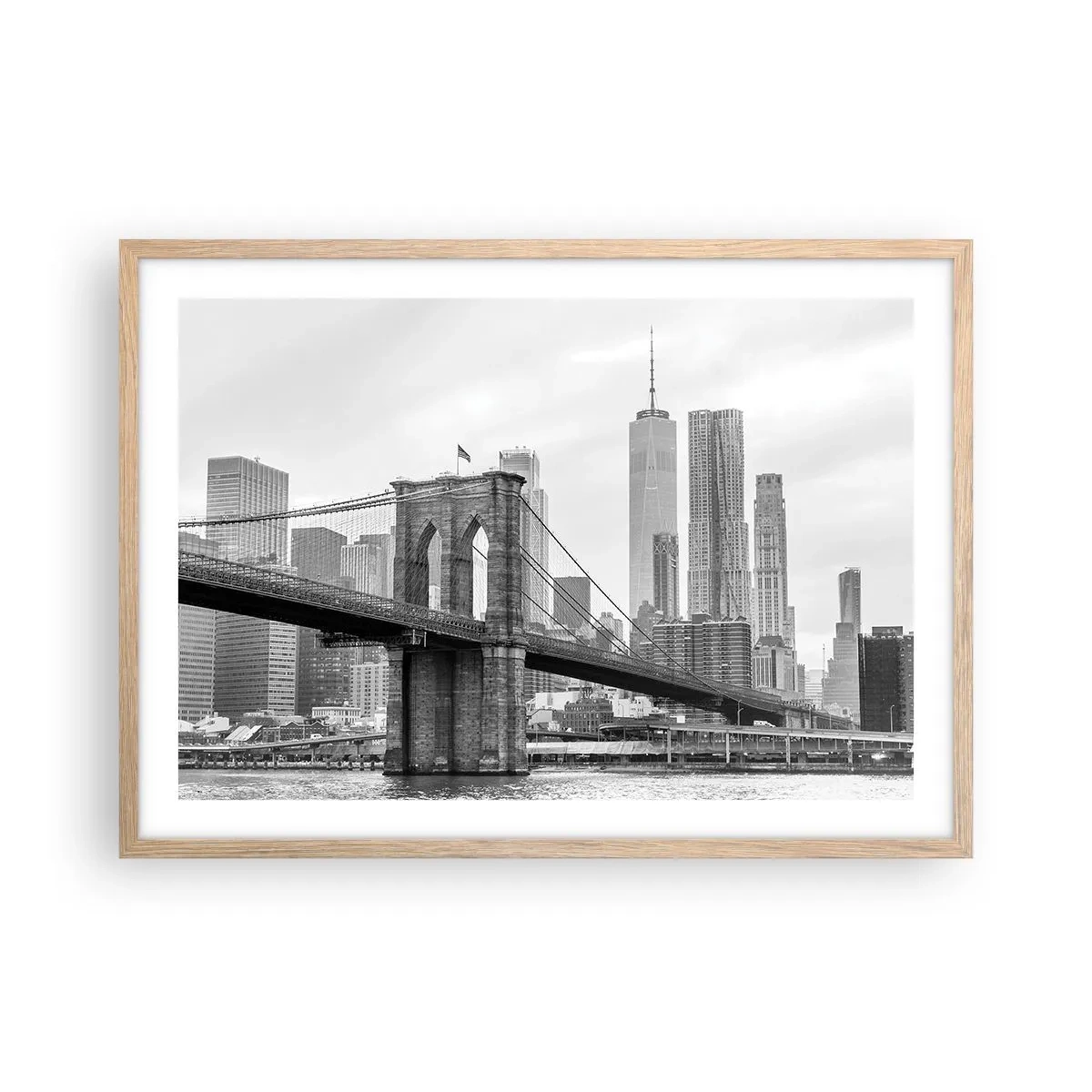 Poster in einem Rahmen aus heller Eiche - New Yorker Atmosphäre - 70x50 cm