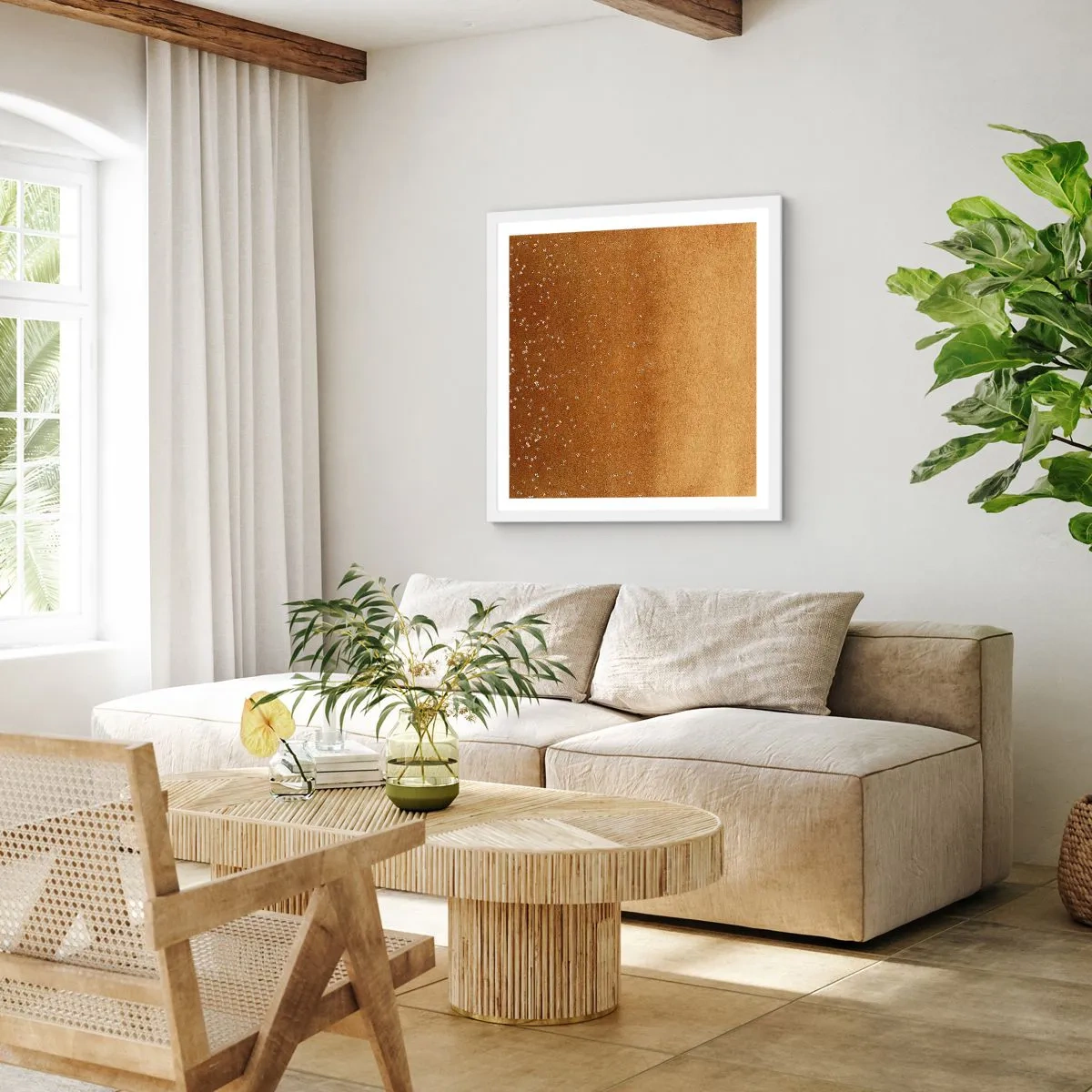 Poster in einem weißen Rahmen - Die Geburt des Lichts - 60x60 cm