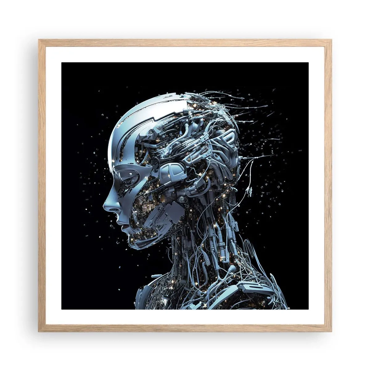Poster in einem Rahmen aus heller Eiche - Technologie ist eine Frau - 60x60 cm