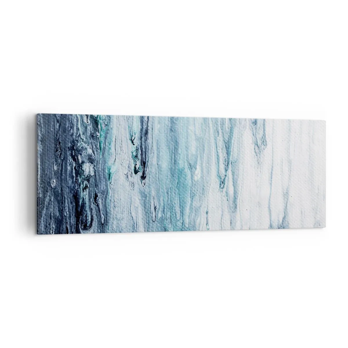 Bild auf Leinwand - Leinwandbild - Abstrakte blaue und weiße Streifen ähneln Eiszapfen - 140x50cm - Blaue Eiszapfen - Moderne Wanddekoration für Wohnzimmer und Schlafzimmer ARTTOR