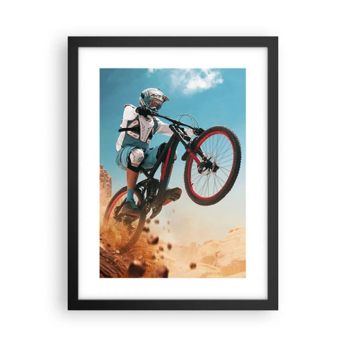 Poster in einem schwarzem Rahmen - Fahrrad-Wahnsinn-Dämon - 30x40 cm