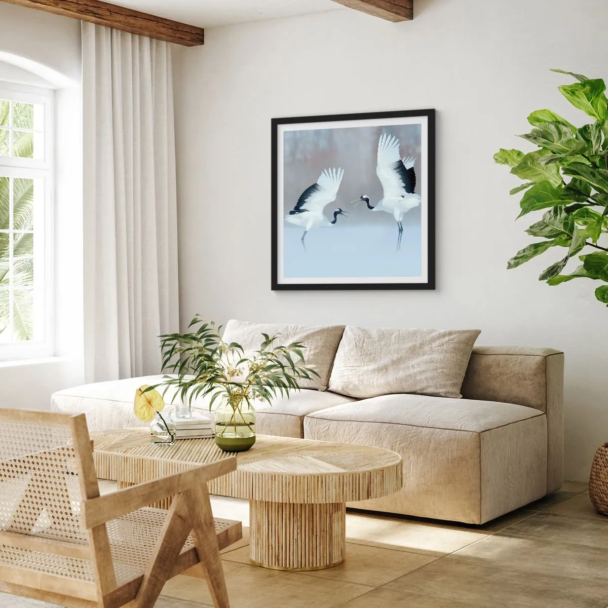 Poster in einem schwarzem Rahmen - Tanz im Nebel - 40x40 cm