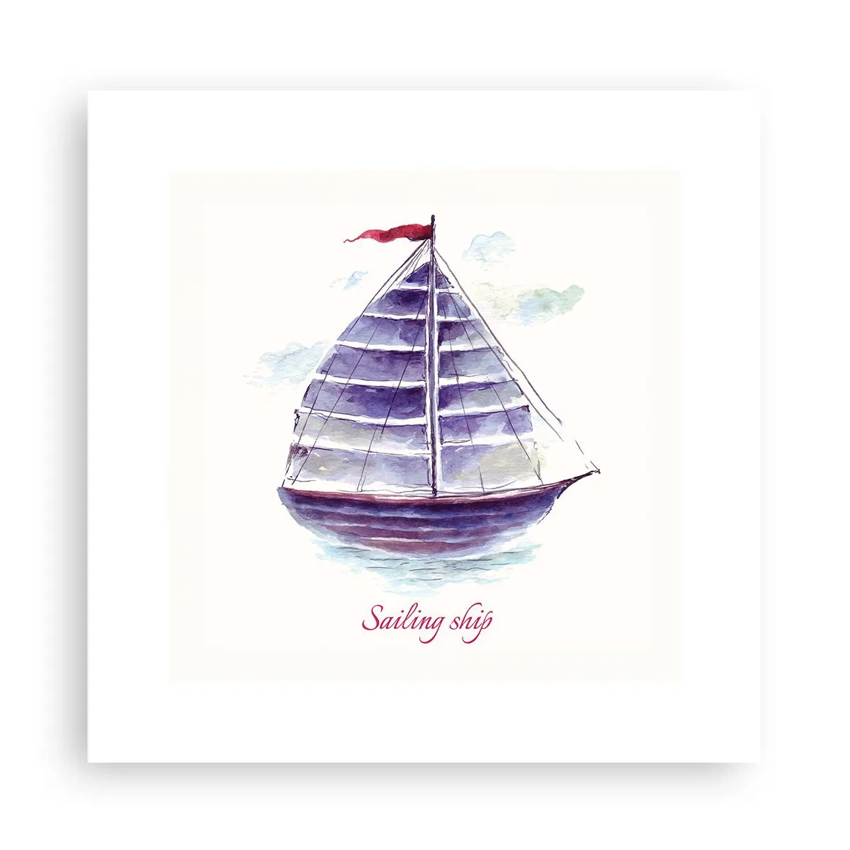 Poster - Volle Segel und ruhiges Wasser - 30x30 cm