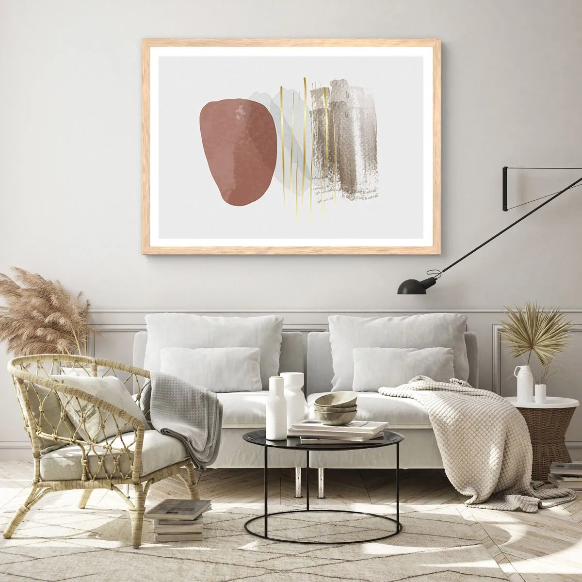 Poster in einem Rahmen aus heller Eiche - Abstrakte Kolonnade - 50x40 cm