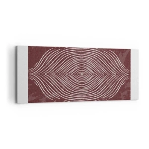 Bild auf Leinwand - Leinwandbild - Symmetrische Wellen in weißen Linien auf braunem Hintergrund - 120x50cm - Der Raum spricht - Moderne Wanddekoration für Wohnzimmer und Schlafzimmer ARTTOR