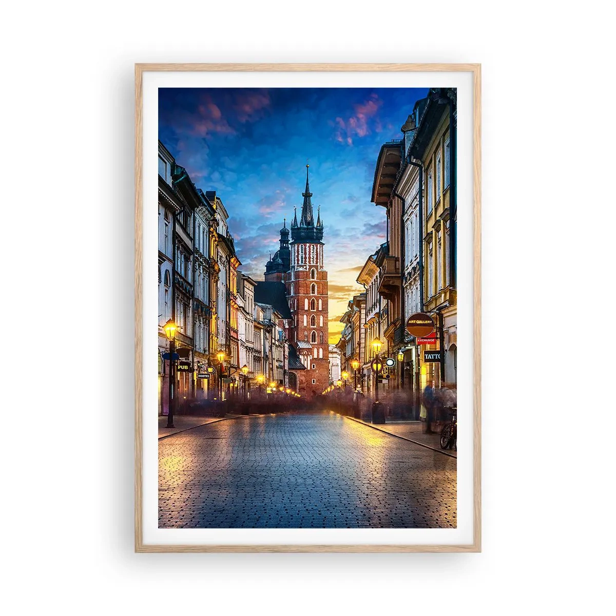 Poster in einem Rahmen aus heller Eiche - Krakauer Charme - 70x100 cm