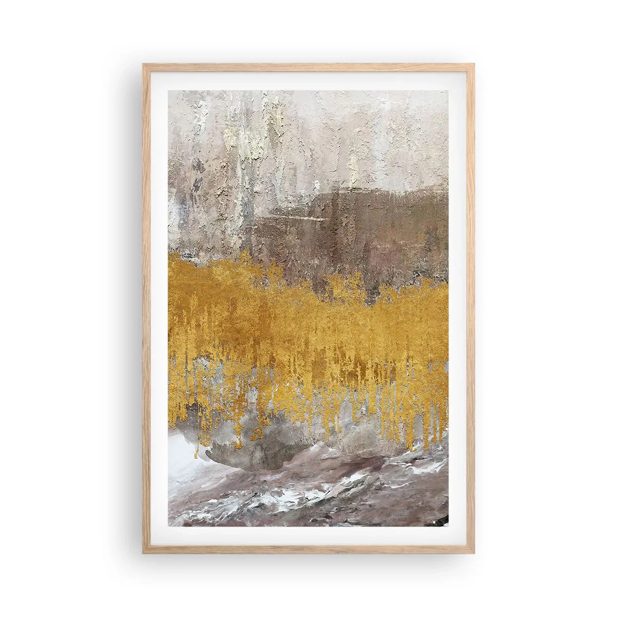 Poster in einem Rahmen aus heller Eiche - Goldene Explosion - 61x91 cm