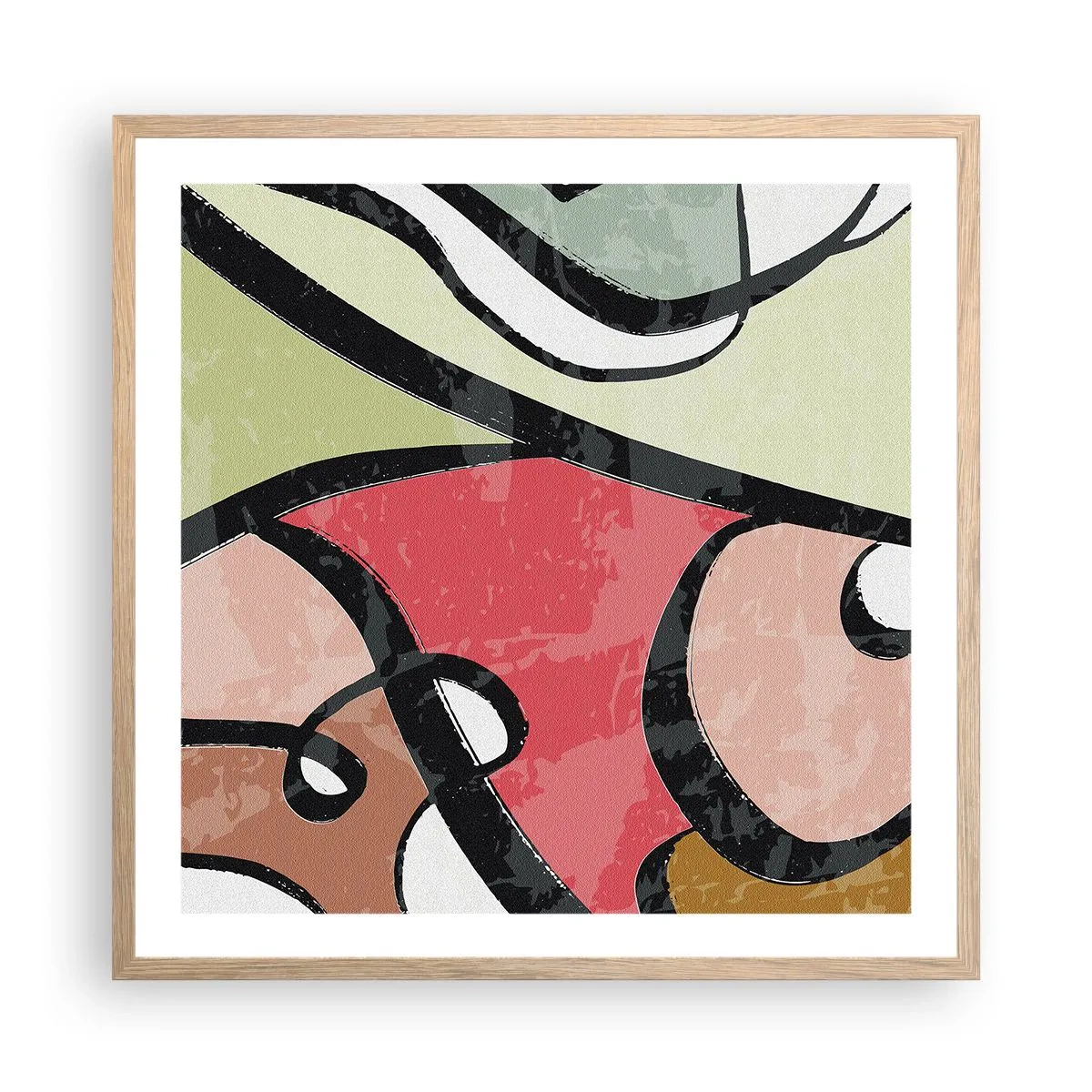 Poster in einem Rahmen aus heller Eiche - Pirouetten unter Farben - 60x60 cm